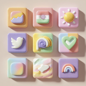 Ícones 3D (Estilo Clay/Massinha)